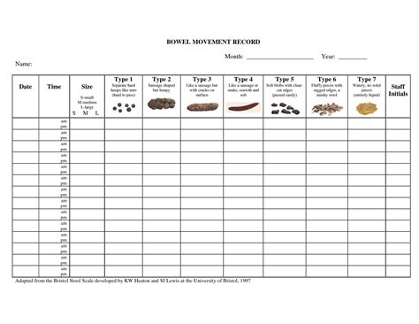 nhs bowel movement chart.